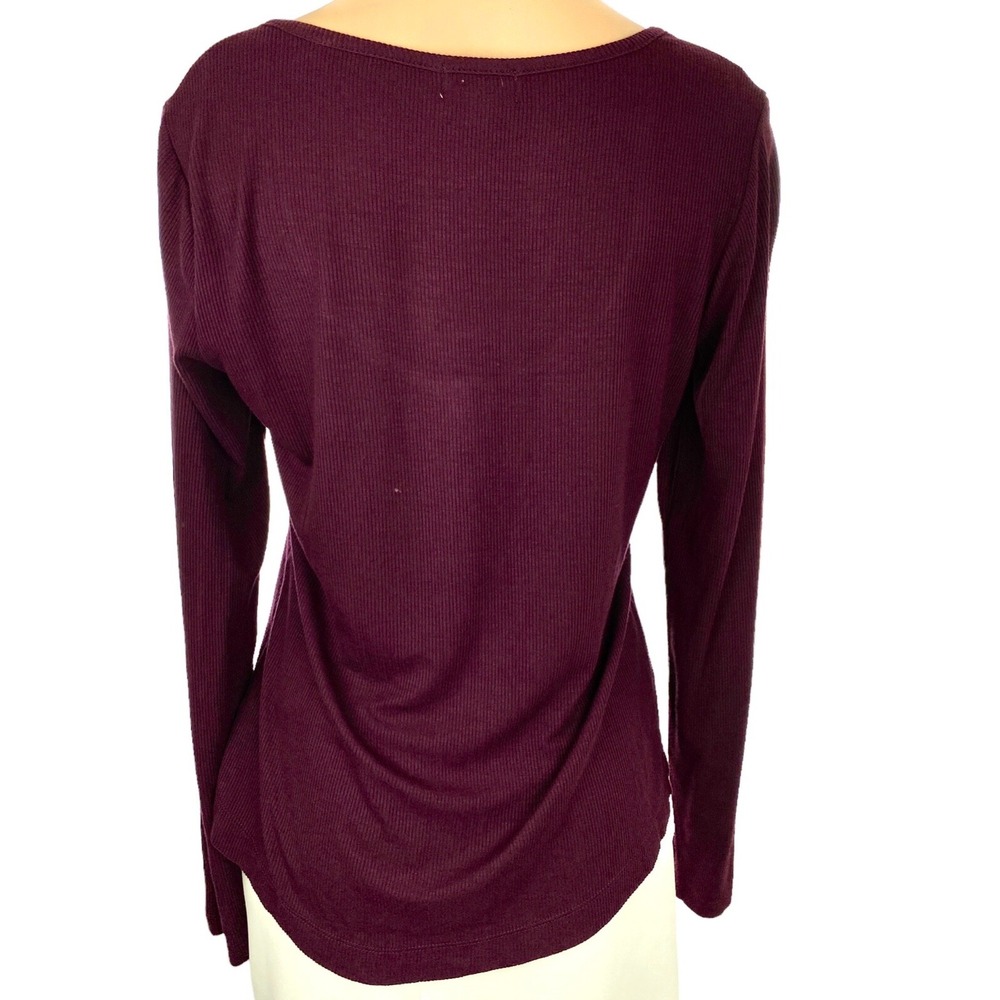 Socialite Size M Burgundy Color Cardigan Sweater Scoop Neck Long Sleeve Buttons - Picture 3 of 5
